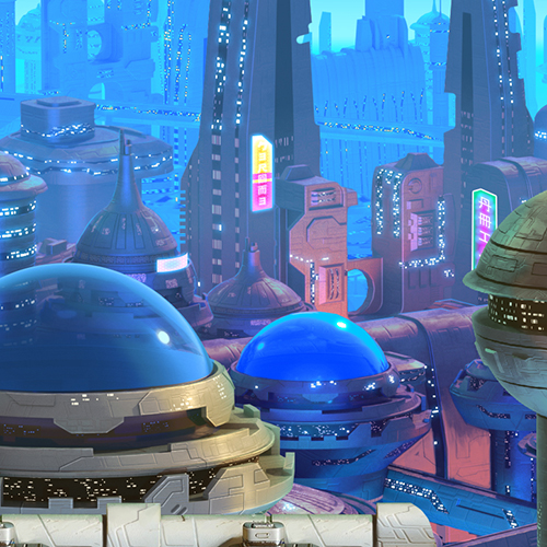 PXLY futuristic town BG